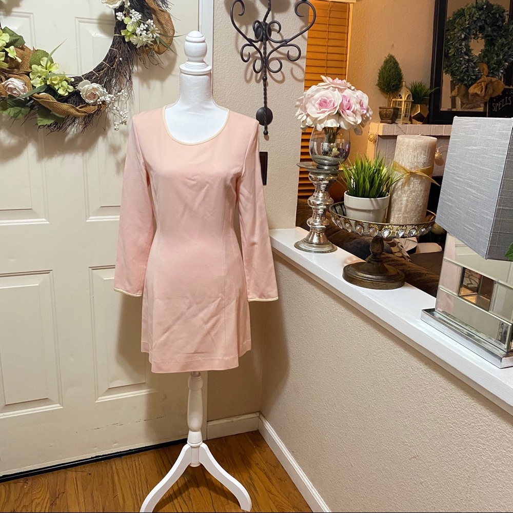 Imported Keith Blush Colored Cream Trim Misu Dress